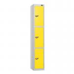 3 Tier - Steel Locker Flat Top - Pearlsilver Bodyyellow Door - Cam Lock - H 1800 X W 300 X D 450 435777