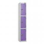 3 Tier - Steel Locker Flat Top - Pearlsilver Bodyviolet Door - Cam Lock - H 1800 X W 300 X D 450 435779