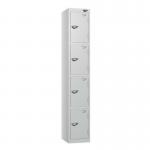 4 Tier - Steel Locker Flat Top - Pearl Silverbodypearl Silver Door - Cam Lock H 1800 X W 300 X D 450 435805