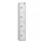 4 Tier - Steel Locker Flat Top - Pearlsilver Bodywhite Door - Cam Lock - H 1800 X W 300 X D 450 435806