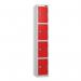 4 Tier - Steel Locker Flat Top - Pearlsilver Bodyred Door - Cam Lock - H 1800 X W 300 X D 450 435808
