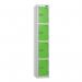 4 Tier - Steel Locker Flat Top - Pearlsilver Bodygreen Door - Cam Lock - H 1800 X W 300 X D 450 435809