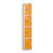 4 Tier - Steel Locker Flat Top - Pearlsilver Bodyorange Door - Cam Lock - H 1800 X W 300 X D 450 435810