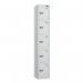 5 Tier - Steel Locker Flat Top - Pearl Silverbodypearl Silver Door - Cam Lock H 1800 X W 300 X D 450 435818