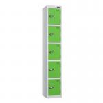 5 Tier - Steel Locker Flat Top - Pearlsilver Bodygreen Door - Cam Lock - H 1800 X W 300 X D 450 435822