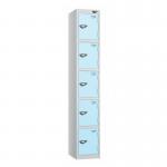 5 Tier - Steel Locker Flat Top - Pearl Silverbodyribbon Blue Door - Cam Lock - H 1800 X W 300 X D 450 435827