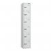 6 Tier - Steel Locker Flat Top - Pearl Silverbodypearl Silver Door - Cam Lock H 1800 X W 300 X D 450 435831