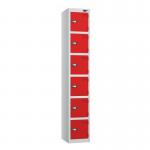 6 Tier - Steel Locker Flat Top - Pearlsilver Bodyred Door - Cam Lock - H 1800 X W 300 X D 450 435834