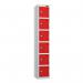 6 Tier - Steel Locker Flat Top - Pearlsilver Bodyred Door - Cam Lock - H 1800 X W 300 X D 450 435834