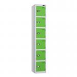 6 Tier - Steel Locker Flat Top - Pearlsilver Bodygreen Door - Cam Lock - H 1800 X W 300 X D 450 435835