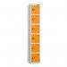 6 Tier - Steel Locker Flat Top - Pearlsilver Bodyorange Door - Cam Lock - H 1800 X W 300 X D 450 435836
