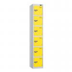 6 Tier - Steel Locker Flat Top - Pearlsilver Bodyyellow Door - Cam Lock - H 1800 X W 300 X D 450 435837