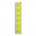 6 Tier - Steel Locker Flat Top - Pearl Silverbodylime Green Door - Cam Lock - H 1800 X W 300 X D 450 435842