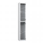 2 Tier Full Clear Door Locker,1800 X 300 X 450 Silver Body, Cam Locks 435982