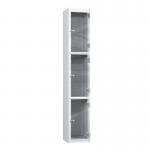 3 Tier Full Clear Door Locker,1800 X 300 X 450 Silver Body, Cam Locks 435983