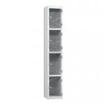 4 Tier Full Clear Door Locker,1800 X 300 X 450 Silver Body, Cam Locks 435984