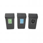 Grey 3 Piece Recycling Binkit with 6 Recyling Labels 436156