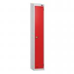 1 Tier - Steel Locker Sloping Top - Pearlsilver Bodyred Door - Cam Lock - H 1950 X W 300 X D 450 436193