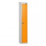 1 Tier - Steel Locker Sloping Top - Pearlsilver Bodyorange Door - Cam Lock - H 1950 X W 300 X D 450 436195