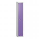 1 Tier - Steel Locker Sloping Top - Pearlsilver Bodyvoilet Door - Cam Lock - H 1950 X W 300 X D 450 436198
