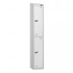 2 Tier - Steel Locker Sloping Top - Pearlsilver Bodywhite Door - Cam Lock - H 1950 X W 300 X D 450 436204