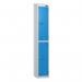 2 Tier - Steel Locker Sloping Top - Pearlsilver Bodycobalt Door - Cam Lock - H 1950 X W 300 X D 450 436205