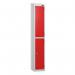 2 Tier - Steel Locker Sloping Top - Pearlsilver Bodyred Door - Cam Lock - H 1950 X W 300 X D 450 436206