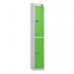 2 Tier - Steel Locker Sloping Top - Pearlsilver Bodygreen Door - Cam Lock - H 1950 X W 300 X D 450 436207