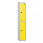 2 Tier - Steel Locker Sloping Top - Pearlsilver Bodyyellow Door - Cam Lock - H 1950 X W 300 X D 450 436209