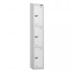3 Tier - Steel Locker Sloping Top - Pearlsilver Bodywhite Door - Cam Lock - H 1950 X W 300 X D 450 436217