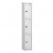 3 Tier - Steel Locker Sloping Top - Pearlsilver Bodywhite Door - Cam Lock - H 1950 X W 300 X D 450 436217