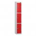 3 Tier - Steel Locker Sloping Top - Pearlsilver Bodyred Door - Cam Lock - H 1950 X W 300 X D 450 436219