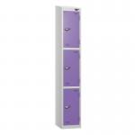 3 Tier - Steel Locker Sloping Top - Pearlsilver Bodyvoilet Door - Cam Lock - H 1950 X W 300 X D 450 436224