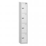 4 Tier - Steel Locker Sloping Top - Pearlsilver Bodywhite Door - Cam Lock - H 1950 X W 300 X D 450 436230