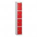 4 Tier - Steel Locker Sloping Top - Pearlsilver Bodyred Door - Cam Lock - H 1950 X W 300 X D 450 436232