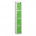 4 Tier - Steel Locker Sloping Top - Pearlsilver Bodygreen Door - Cam Lock - H 1950 X W 300 X D 450 436233
