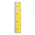 4 Tier - Steel Locker Sloping Top - Pearlsilver Bodyyellow Door - Cam Lock - H 1950 X W 300 X D 450 436235