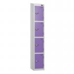 4 Tier - Steel Locker Sloping Top - Pearlsilver Bodyvoilet Door - Cam Lock - H 1950 X W 300 X D 450 436237