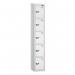 5 Tier - Steel Locker Sloping Top - Pearlsilver Bodywhite Door - Cam Lock - H 1950 X W 300 X D 450 436243