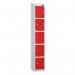 5 Tier - Steel Locker Sloping Top - Pearlsilver Bodyred Door - Cam Lock - H 1950 X W 300 X D 450 436245