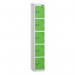 5 Tier - Steel Locker Sloping Top - Pearlsilver Bodygreen Door - Cam Lock - H 1950 X W 300 X D 450 436246