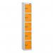 5 Tier - Steel Locker Sloping Top - Pearlsilver Bodyorange Door - Cam Lock - H 1950 X W 300 X D 450 436247