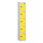 5 Tier - Steel Locker Sloping Top - Pearlsilver Bodyyellow Door - Cam Lock - H 1950 X W 300 X D 450 436248