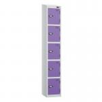 5 Tier - Steel Locker Sloping Top - Pearlsilver Bodyvoilet Door - Cam Lock - H 1950 X W 300 X D 450 436250
