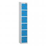 6 Tier - Steel Locker Sloping Top - Pearlsilver Bodycobalt Door - Cam Lock - H 1950 X W 300 X D 450 436257