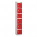 6 Tier - Steel Locker Sloping Top - Pearlsilver Bodyred Door - Cam Lock - H 1950 X W 300 X D 450 436258