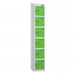 6 Tier - Steel Locker Sloping Top - Pearlsilver Bodygreen Door - Cam Lock - H 1950 X W 300 X D 450 436259