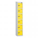 6 Tier - Steel Locker Sloping Top - Pearlsilver Bodyyellow Door - Cam Lock - H 1950 X W 300 X D 450 436261