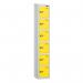 6 Tier - Steel Locker Sloping Top - Pearlsilver Bodyyellow Door - Cam Lock - H 1950 X W 300 X D 450 436261