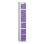 6 Tier - Steel Locker Sloping Top - Pearlsilver Bodyvoilet Door - Cam Lock - H 1950 X W 300 X D 450 436263